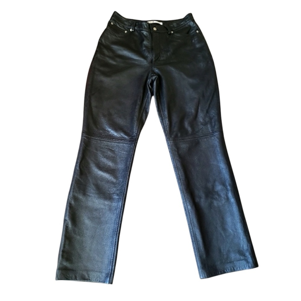 Tommy Hilfiger Women's Black Vintage Genuine Leather Pants